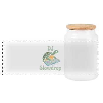 DJ Slowdrop Turtle At the Mixer Rave Vibes - Panoramic Cookie Jar with Wooden Lid - white - Front