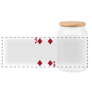 Card motif Four Ace playing card design - Panoramic Cookie Jar with Wooden Lid - white - Front