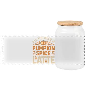 Kürbis Herbst Pumpkin Spice Latte - Panorama Keksdose mit Holzdeckel - Weiß - Vorne