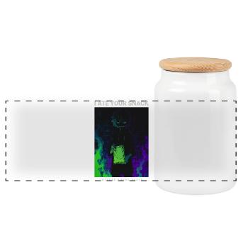 I Ate Your Snack Creepy Anime Phonk Design - Panoramic Cookie Jar with Wooden Lid - white - Front