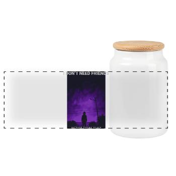 Im Late I Dont Care Spruch Neon Motiv Dark Phonk - Panorama Keksdose mit Holzdeckel - Weiß - Vorne