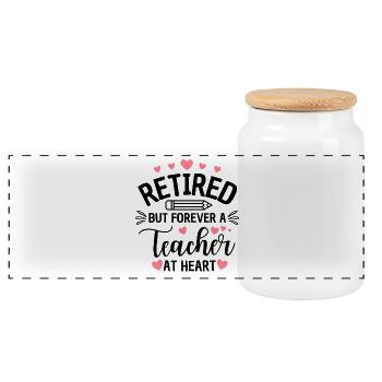 Retired Teacher Forever Teacher Quote - Panorama Keksdose mit Holzdeckel - Weiß - Vorne