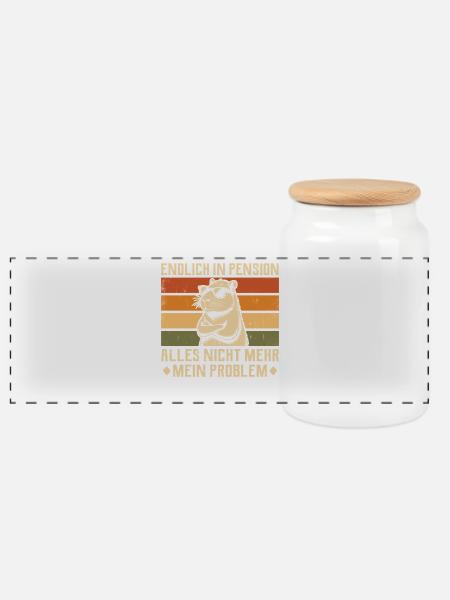 Endlich in Pension - Vintage Capybara - Pensionär - Panorama Keksdose mit Holzdeckel - Weiß