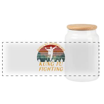 Kung Fu Kämpfe mit Natur-Vibes - Panorama Keksdose mit Holzdeckel - Weiß - Vorne