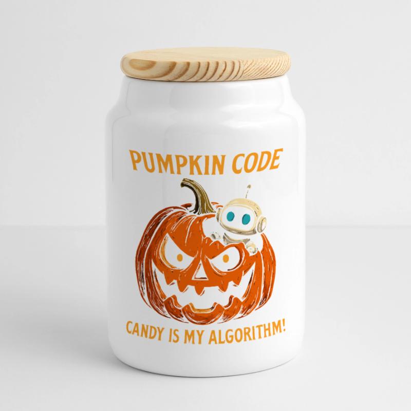 Pumpkin Code : Candy est mon algorithme ! Boîte à biscuits avec couvercle en bois