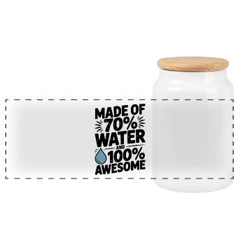 Composé à 70 % d'eau et à 100 % génial - Boîte à biscuits avec couvercle en bois - blanc - Devant
