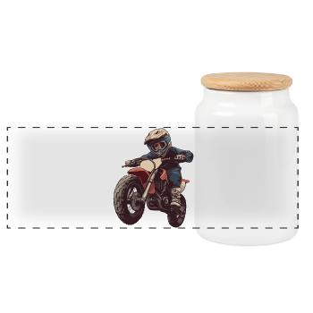 Pilote de motocross Adrenaline - Boîte à biscuits avec couvercle en bois - blanc - Devant