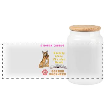 Amateur de livres Berger allemand - Boîte à biscuits avec couvercle en bois - blanc - Devant