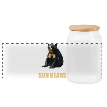 Sun Bear Malaienbär - Panorama Keksdose mit Holzdeckel - Weiß - Vorne