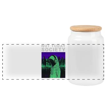Not Today Society Phonk Music Aesthetic Edgy - Panoramic Cookie Jar with Wooden Lid - white - Front