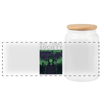 Not Today Society Phonk Music Aesthetic Edgy - Panoramic Cookie Jar with Wooden Lid - white - Front