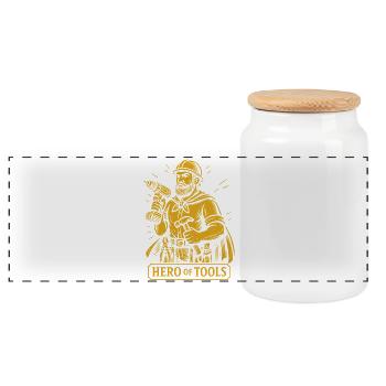 Hero of the Tools Mechanic Garage Funny - Panoramic Cookie Jar with Wooden Lid - white - Front