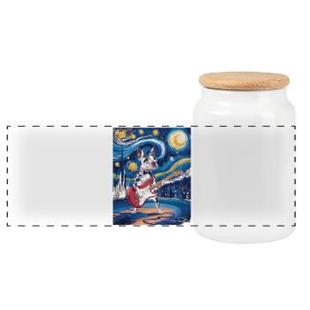 Boston Terrier de la nuit étoilée - Boîte à biscuits avec couvercle en bois - blanc - Devant