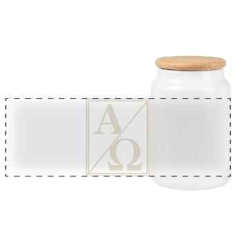 Signe de foi chrétien Alpha Omega - Boîte à biscuits avec couvercle en bois - blanc - Devant