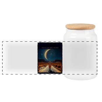 Straße zum Mond: Wüstenastronaut - Panorama Keksdose mit Holzdeckel - Weiß - Vorne