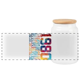 LIMITED EDITION 1980 46 JAHRE 46. GEBURTSTAG - Panorama Keksdose mit Holzdeckel - Weiß - Vorne