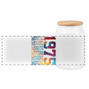 LIMITED EDITION 1975 51 JAHRE 51. GEBURTSTAG - Panorama Keksdose mit Holzdeckel - Weiß - Vorne