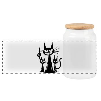 Dark Mischief Shadow Cat Gang - Panorama Keksdose mit Holzdeckel - Weiß - Vorne