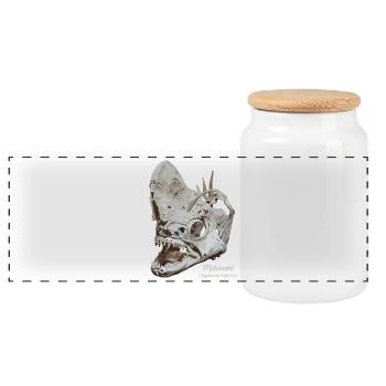 Crâne fossile de coryphène Mahimahi - Boîte à biscuits avec couvercle en bois - blanc - Devant