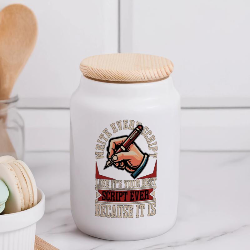 Scénariste Écrivez chaque scénario comme un script Boîte à biscuits avec couvercle en bois
