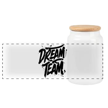 Dream Team - Panorama Keksdose mit Holzdeckel - Weiß - Vorne