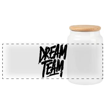 Dream Team - Panorama Keksdose mit Holzdeckel - Weiß - Vorne