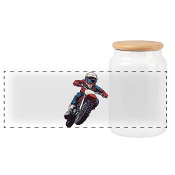 Adrenaline motorcyclist - Panoramic Cookie Jar with Wooden Lid - white - Front