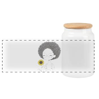 Fille joyeuse avec tournesol - Boîte à biscuits avec couvercle en bois - blanc - Devant