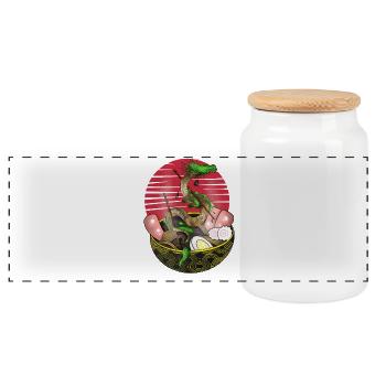 Conception mythique du bol de ramen serpent - Boîte à biscuits avec couvercle en bois - blanc - Devant
