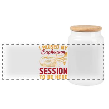 Euphonium Paused My Session Be Here Baritone - Panoramic Cookie Jar with Wooden Lid - white - Front
