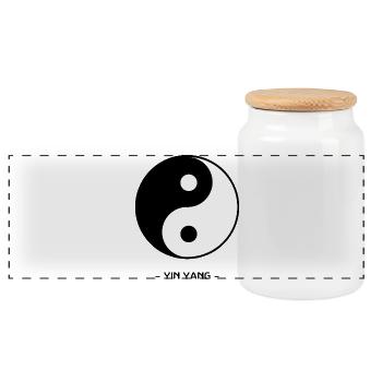 Yin Yang - Panoramic Cookie Jar with Wooden Lid - white - Front