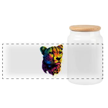 Cheetah Cheetah Big Cat Cat Lover Cheetah - Panoramic Cookie Jar with Wooden Lid - white - Front