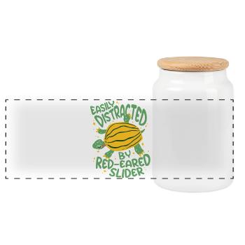Tortue à oreilles rouges - Boîte à biscuits avec couvercle en bois - blanc - Devant