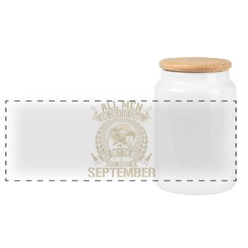 September Eagle Unity Design - Panoramic Cookie Jar with Wooden Lid - white - Front