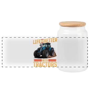 Tractor Kids Farm Lifestyle - Panorama Keksdose mit Holzdeckel - Weiß - Vorne