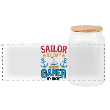 Citation de Sailing Gamer : Sailor Gaming - Boîte à biscuits avec couvercle en bois - blanc - Devant