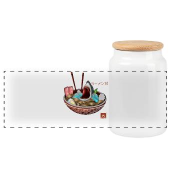 Ramen Bowl Shark Tee - Boîte à biscuits avec couvercle en bois - blanc - Devant