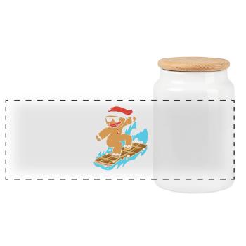 Bonhomme en pain d'épices Pain d'épices de Noël - Boîte à biscuits avec couvercle en bois - blanc - Devant
