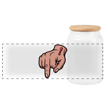 Bold Red Exclamation Point Hand Illustration - Panoramic Cookie Jar with Wooden Lid - white - Front