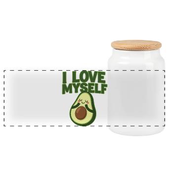 Süßer Avocado-Positivität Druck - Panorama Keksdose mit Holzdeckel - Weiß - Vorne