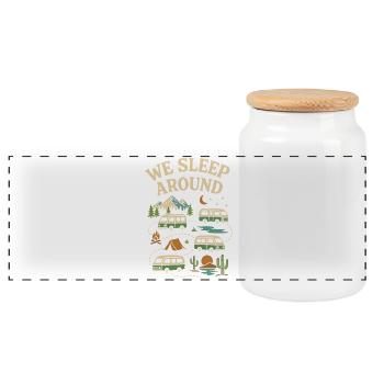 We sleep around - Panoramic Cookie Jar with Wooden Lid - white - Front