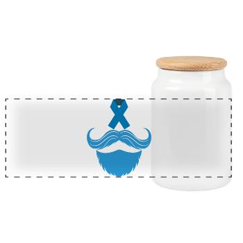 Movembre Novembre Moustache Ruban Bleu Prostate - Panoramic Cookie Jar with Wooden Lid - white - Front