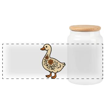 Canard Floral Vintage pour T-shirts - Boîte à biscuits avec couvercle en bois - blanc - Devant