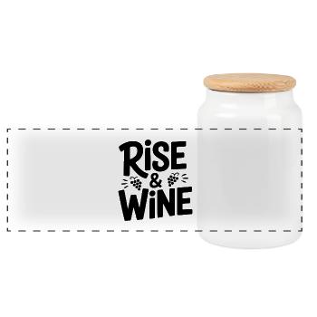 Rise and Wine - Panoramic Cookie Jar with Wooden Lid - white - Front