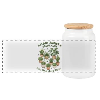 Conception du club social des amoureux des plantes - Boîte à biscuits avec couvercle en bois - blanc - Devant