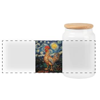 Poulet Coq Poulets Style Van Gogh Étoilé - Boîte à biscuits avec couvercle en bois - blanc - Devant