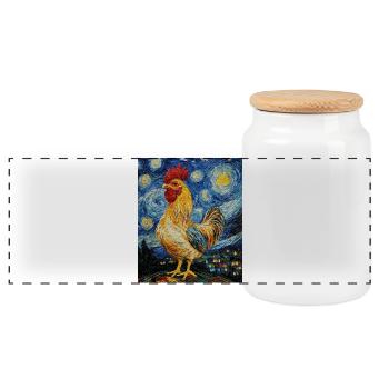 Poulet Coq Poulets Style Van Gogh Étoilé - Boîte à biscuits avec couvercle en bois - blanc - Devant