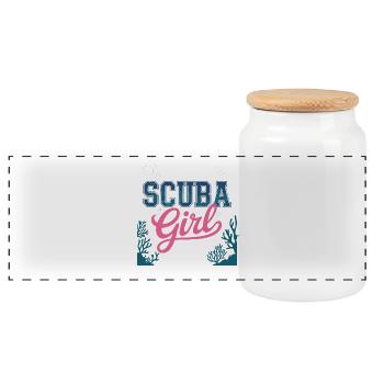 Conception de plongée sous-marine pour fille - Boîte à biscuits avec couvercle en bois - blanc - Devant