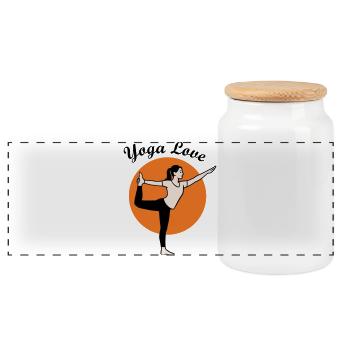 Yoga - Boîte à biscuits avec couvercle en bois - blanc - Devant