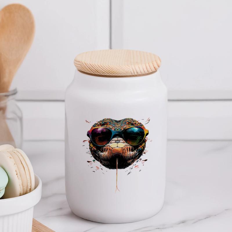 snake, python, cobra, rattlesnake, snakes Panoramic Cookie Jar with Wooden Lid